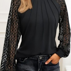 Kadın Uzun Kollu Yarı Balıkçı Yaka önü Nervürlü Viskon Iki Iplik Bluz , 27188