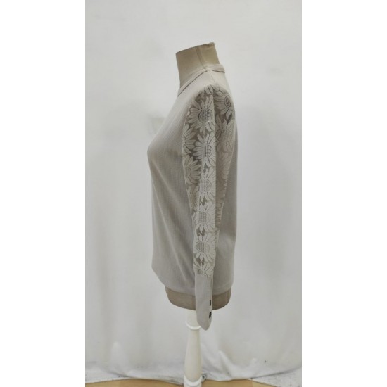 Kadın Uzun Kollu Bisiklet Yaka Kolları çiçekli Waffle Bluz, 27244 Kadın Uzun Kollu Bisiklet Yaka Kolları çiçekli Waffle Bluz, 27244