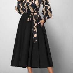 Kadın Uzun Kollu Kruvaze Yaka Dalgıç Krep Midi Boy Elbise, 27260