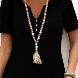 Kadın Kısa Kollu V Yakalı Etek Ucu Desenli Viskon Elbise , 27286