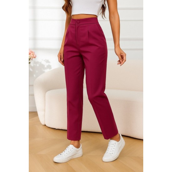 Kadın önden Fermuarlı Cepli Geniş Kesim Lame Deri Pantolon , 27321