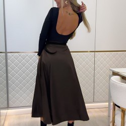 Kadın Yüksek Belli Maxi Deri Kemersiz Etek, 27325 Kadın Yüksek Belli Maxi Deri Kemersiz Etek, 27325