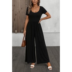 Kadın Kısa Kollu Yuvarlak Yaka Geniş Paçalı Bürümcük Tulum, 27349