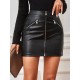 Kadın Yüksek Bel Fermuarlı Mini Deri Etek, 27414 Kadın Yüksek Bel Fermuarlı Mini Deri Etek, 27414