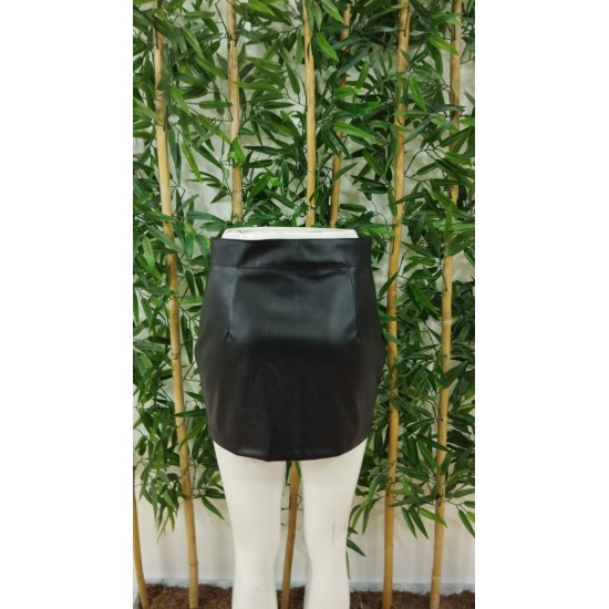 Kadın Yüksek Bel Fermuarlı Mini Deri Etek, 27414 Kadın Yüksek Bel Fermuarlı Mini Deri Etek, 27414