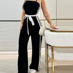 Kadın Ip Askılı Straplez Belden Kuşaklı Viskon Iki Iplik Tulum, 27428