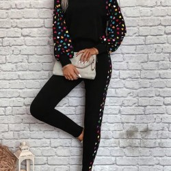 Kadın Uzun Kollu Bisiklet Yaka Desenli Viskon Iki Iplik Bluz Ve Pantolon Ikili Takım , 27462 Kadın Uzun Kollu Bisiklet Yaka Desenli Viskon Iki Iplik Bluz Ve Pantolon Ikili Takım , 27462