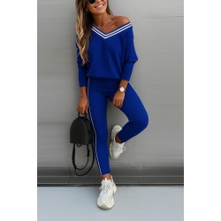 Kadın Uzun Kollu Tek Omuzu Açık Detaylı Viskon Iki Iplik Bluz Ve Pantolon Ikili Takım , 27481