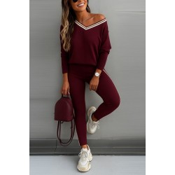 Kadın Uzun Kollu Tek Omuzu Açık Detaylı Viskon Iki Iplik Bluz Ve Pantolon Ikili Takım , 27480