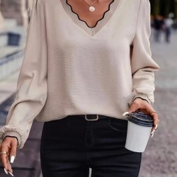 Kadın Uzun Kollu V Yakalı Aerobin Bluz, 27528