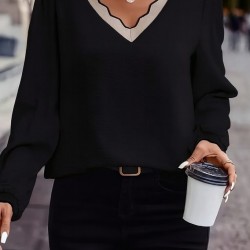 Kadın Uzun Kollu V Yakalı Aerobin Bluz, 27526