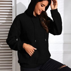 Kadın Uzun Kollu Kapşonlu Bağcıklı Cepli Capitone Sweatshirt , 27561