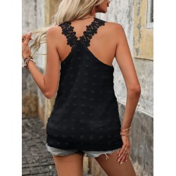 Kadın Dantel Askılı V Yakalı Sırtı çapraz Detaylı Ponpon Bluz, 27640 Kadın Dantel Askılı V Yakalı Sırtı çapraz Detaylı Ponpon Bluz, 27640