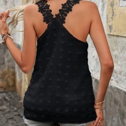 Kadın Dantel Askılı V Yakalı Sırtı çapraz Detaylı Ponpon Bluz, 27640 Kadın Dantel Askılı V Yakalı Sırtı çapraz Detaylı Ponpon Bluz, 27640