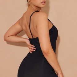 Kadın Asimetrik Askılı Mini Kaşkorse Bodycon Tulum , 27657