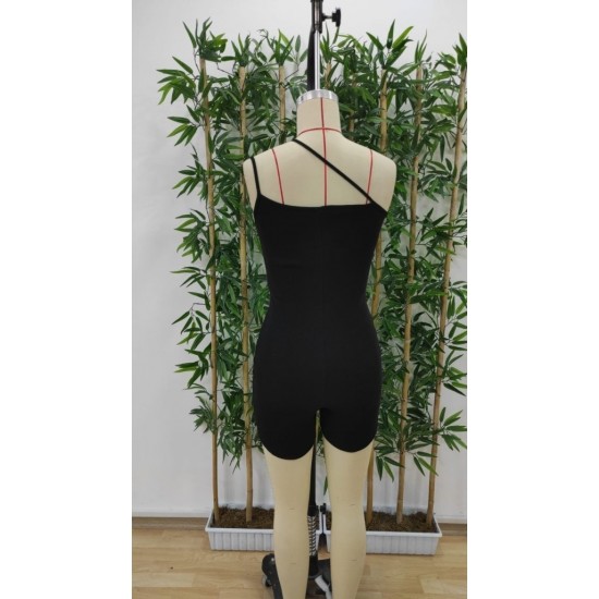 Kadın Asimetrik Askılı Mini Kaşkorse Bodycon Tulum , 27657