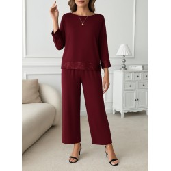 Kadın Uzun Kollu Bisiklet Yaka Pulpayetli Viskon Iki Iplik Bluz Ve Pantolon Ikili Takım , 27707 Kadın Uzun Kollu Bisiklet Yaka Pulpayetli Viskon Iki Iplik Bluz Ve Pantolon Ikili Takım , 27707