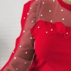 Kadın Uzun Kollu Inci Detaylı Tüllü Viskon Bluz , 27773 Kadın Uzun Kollu Inci Detaylı Tüllü Viskon Bluz , 27773