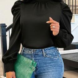 Kadın Uzun Kollu Balıkçı Yaka Arkadan Bağlamalı Omuzlardan Balon Ithal Krep Bluz , 27769 Kadın Uzun Kollu Balıkçı Yaka Arkadan Bağlamalı Omuzlardan Balon Ithal Krep Bluz , 27769