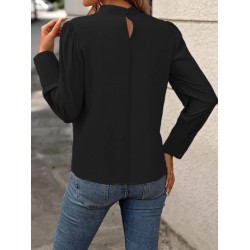 Kadın Uzun Kollu Balıkçı Yaka önden Dikişli Dokuma Bluz , 27781