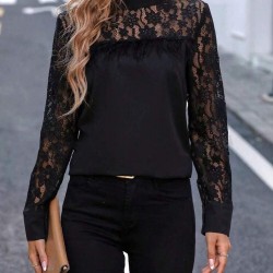 Kadın Uzun Kollu Yarı Balıkçı Yaka Dantelli Sandy Bluz , 27778 Kadın Uzun Kollu Yarı Balıkçı Yaka Dantelli Sandy Bluz , 27778