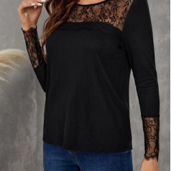 Kadın Uzun Kollu Bisiklet Yaka Dantel Detaylı Burgu Bluz , 27776 Kadın Uzun Kollu Bisiklet Yaka Dantel Detaylı Burgu Bluz , 27776