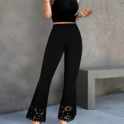 Kadın Yüksek Bel Paçaya Doğru Genişleyen Lazer çiçek Kesim Detaylı Ithal Krep Pantolon , 27806 Kadın Yüksek Bel Paçaya Doğru Genişleyen Lazer çiçek Kesim Detaylı Ithal Krep Pantolon , 27806