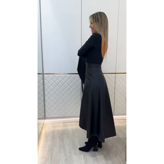 Kadın Belden Kuşaklı Uzun Deri Etek, 27858 Kadın Belden Kuşaklı Uzun Deri Etek, 27858