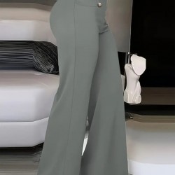 Kadın Yüksek Bel önden Düğmeli Uzun Paçaya Doğru Geniş Ithal Krep Pantolon, 27857 Kadın Yüksek Bel önden Düğmeli Uzun Paçaya Doğru Geniş Ithal Krep Pantolon, 27857