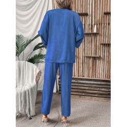 Kadın Uzun Kollu önü Açık Dokuma Ceket Ve Pantolon Ikili Takım, 27886 Kadın Uzun Kollu önü Açık Dokuma Ceket Ve Pantolon Ikili Takım, 27886