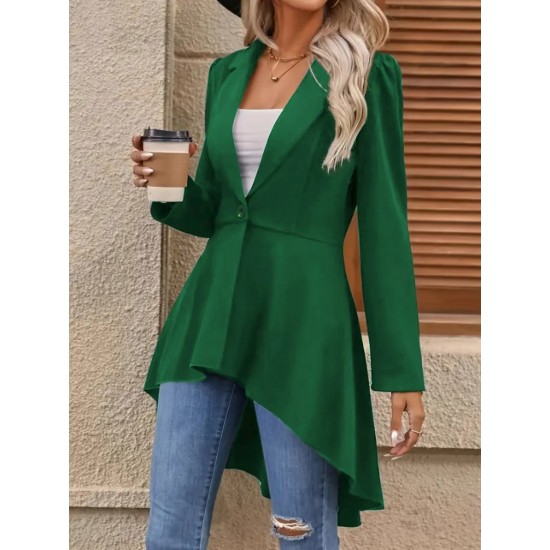 Kadın Uzun Kollu Yakalı önden Düğmeli Uzun Atlas Blazer Ceket, 27885 Kadın Uzun Kollu Yakalı önden Düğmeli Uzun Atlas Blazer Ceket, 27885
