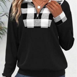 Kadın Uzun Kollu Yakalı önden Fermuarlı Ekose Detaylı Viskon Iki Iplik Bluz , 27907 Kadın Uzun Kollu Yakalı önden Fermuarlı Ekose Detaylı Viskon Iki Iplik Bluz , 27907