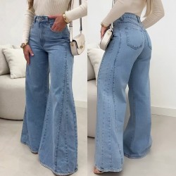 Kadın Yüksek Bel Paçaya Doğru Geniş Kesimli Kot Pantolon , 27906 Kadın Yüksek Bel Paçaya Doğru Geniş Kesimli Kot Pantolon , 27906