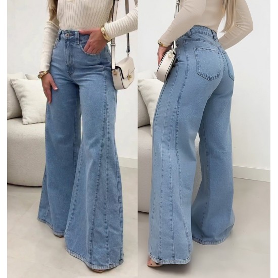 Kadın Yüksek Bel Paçaya Doğru Geniş Kesimli Kot Pantolon , 27906 Kadın Yüksek Bel Paçaya Doğru Geniş Kesimli Kot Pantolon , 27906