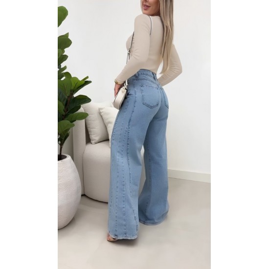 Kadın Yüksek Bel Paçaya Doğru Geniş Kesimli Kot Pantolon , 27906 Kadın Yüksek Bel Paçaya Doğru Geniş Kesimli Kot Pantolon , 27906