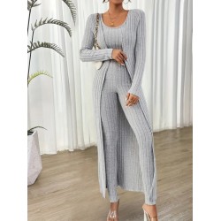 Kadın Yuvarlak Yaka Askılı Krop Bluz Yüksek Bel Tayt Ve Uzun Hırka şardonlu Kaşkorse üçlü Takım , 27950 Kadın Yuvarlak Yaka Askılı Krop Bluz Yüksek Bel Tayt Ve Uzun Hırka şardonlu Kaşkorse üçlü Takım , 27950