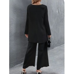 Kadın Uzun Kollu Asimetrik Detaylı Salaş Sandy Bluz Ve Pantolon Ikili Takım, 27983 Kadın Uzun Kollu Asimetrik Detaylı Salaş Sandy Bluz Ve Pantolon Ikili Takım, 27983