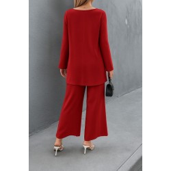 Kadın Uzun Kollu Asimetrik Detaylı Salaş Sandy Bluz Ve Pantolon Ikili Takım , 27982 Kadın Uzun Kollu Asimetrik Detaylı Salaş Sandy Bluz Ve Pantolon Ikili Takım , 27982
