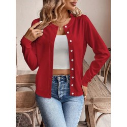 Kadın Uzun Kollu önden Düğmeli Triko Ceket , 28036