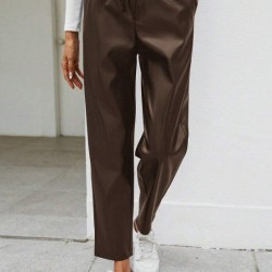 Kadın Yüksel Bel Bağcıklı Deri Pantolon, 28048 Kadın Yüksel Bel Bağcıklı Deri Pantolon, 28048