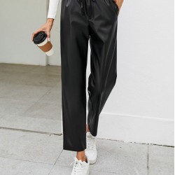 Kadın Yüksel Bel Bağcıklı Deri Pantolon, 28047 Kadın Yüksel Bel Bağcıklı Deri Pantolon, 28047