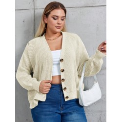 Kadın Beş Düğme Büyük Beden Triko Hırka, 28086