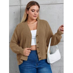 Kadın Beş Düğme Büyük Beden Triko Hırka, 28085