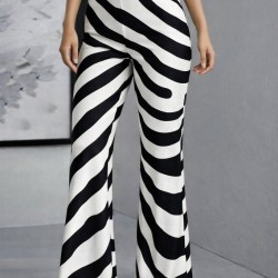 Kadın Yüksek Bel Zebra Desenli Dalgıç Tayt, 28145