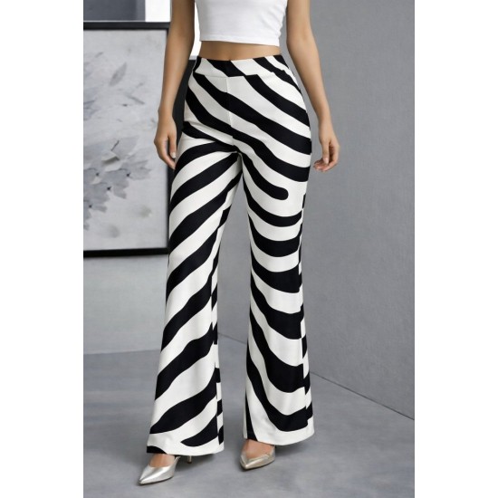 Kadın Yüksek Bel Zebra Desenli Dalgıç Tayt, 28145