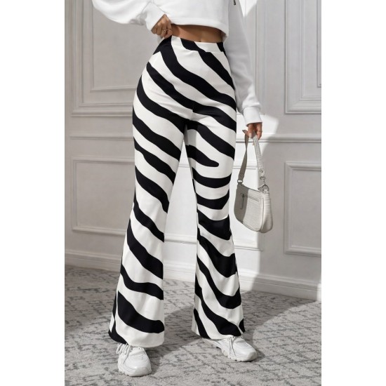 Kadın Yüksek Bel Zebra Desenli Dalgıç Tayt, 28145