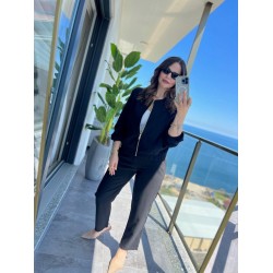 Kadın Uzun Kollu önden Fermuarlı Modal Ceket Ve Pantolon Ikili Takım , 28180 Kadın Uzun Kollu önden Fermuarlı Modal Ceket Ve Pantolon Ikili Takım , 28180