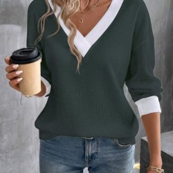 Kadın Uzun Kollu V Yakalı Waffle Bluz, 28209 Kadın Uzun Kollu V Yakalı Waffle Bluz, 28209