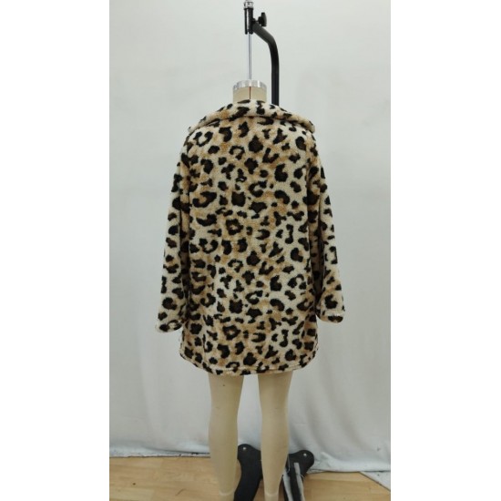 Kadın Uzun Kollu Yakalı Cepli Kısa Peluş Leopar Kaban, 28227 Kadın Uzun Kollu Yakalı Cepli Kısa Peluş Leopar Kaban, 28227