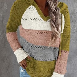 Kadın Uzun Kollu V Yakalı Bağcıklı Kapşonlu Triko Bluz , 28216 Kadın Uzun Kollu V Yakalı Bağcıklı Kapşonlu Triko Bluz , 28216